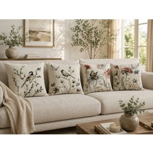 Pikko Home Bloom & Bırd 4'lü Dijital Baskı Kırlent Kılıfı Seti(Kr)