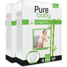 Vuralsin38 Pure Baby Organik Bambu Özlü Külot Bez 2'li Paket 4 Numara Maxi 96 Adet