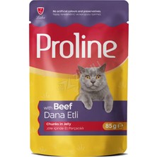 3 Adet Proline Jöle Içinde Et Parçacıklı Dana Etli Yetişkin Kedi Maması 85 gr