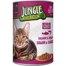 4 Adet Jungle Kedi Konservesi 400 gr Somonlu Karidesli