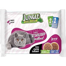 4 Adet Jungle Çift Lezzet Pouch Kısırlaştırılmış Kedi Maması Somon - Biftek 100 gr