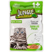 5 Adet Jungle Pouch Tavuk Parçalı Yetişkin Kedi Maması 100 gr