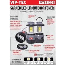 Vuralsin38 VT891206 Luna Şarj Edilebilir Feneri 1500 Lümen Powerbank Özelliği 5m Şerit LED Şarj Gösterge Işığı