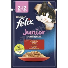 4 Adet Felix Junior Sığır Etli Yaş Yavru Kedi Maması 85 gr