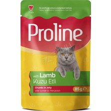 3 Adet Proline Jöle Içinde Et Parçacıklı Kuzu Etli Yetişkin Kedi Maması 85 gr