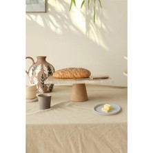 AvantajAl Akayev Traverten 30X15 cm Konik Ahşap Ayaklı Sunumluk
