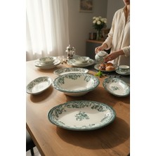 AvantajAl Akayev Porselen Vintage Green 5 Parça Salata Kayık Servis Takımı