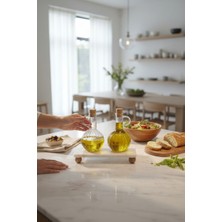 AvantajAl Akayev Mermer 23X12 cm Ahşap Boncuk Ayaklı Yağdanlık ve Sıvı Sabunluk Standı