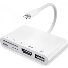 Marsilyan Ally 5in1 Lightning Hdmı Dijital Av Adaptör+ Otg USB Hub Kamera Tf Sd Okuyucu