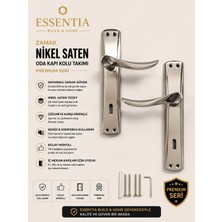 ESBH Nobel Zamak Nikel Saten Oda Kapı Kolu Takımı – Paslanmaz Çelik Görünümlü, Ağır Gövde, Premium Seri