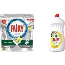 Vuralsin38 Platinum Bulaşık Makinesi Deterjanı Tableti/kapsülü 33 Yıkama Limon Kokulu & Fairy Ultra Hızlı Sıvı Bulaşık Deterjanı Limon ve Limonu, 1500 ml