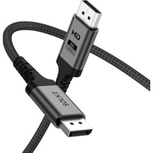 Vuralsin38 8k Displayport 1.4 Kablo 2m – 8k 60Hz 4K 144Hz 2k 240Hz 32.4gbps G-Sync Freesync Uyumlu Oyuncu Monitör Kablosu, Örgülü Alüminyum