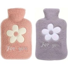 Vuralsin38 Ikiadet Sıcak Su Torbası Peluş Papatya Desenli 21X13,5X2CM 500 ml