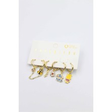 Asil Acar Home Renkli Taşlı Set Küpe - Altın
