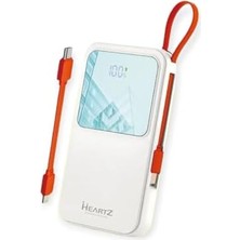 Vuralsin38 H22 10000 Mh Pd 20W ve USB 22.5W Fast Hızlı Şarj Dahili Type C ve Lightning Kablolu Dünya Standartlarına Uygun Polymer Batarya Birebir Amper LCD Göstergeli Powerbank