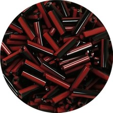 Asil Acar Home Uzun Boru Kesme Boncuk Çap 2mm Uzunluk 10 mm - 20 Gram - Kırmızı Siyah - BNC252