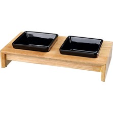 Vuralsin38 Mama Su Kabı Seti, 2x0,2l, Ahşap, 28X5X15CM