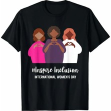 Mç Plus 8 Mart Dünya Kadınlar Günü Baskılı Oversize Bisiklet Yaka T-Shirt - Siyah
