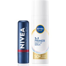 Vuralsin38 Sun SPF50 Güneş Koruyucu Primer Nemlendirici Makyaj BAZI30ML ve Kırmızı Renk Nemlendirici Dudak Krem