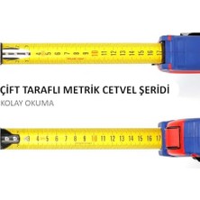Vuralsin38 WP261044 8MX25MM Naylon Kaplama Sarı Çift Taraflı Manyetik Çelik Şerit Metre