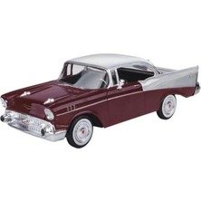 Vuralsin38 Motormax 1957 Chevy Bel Air Bordo ve Gri 1/24 Model Araba