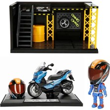 Uravas Store Üreticiniz 1:12 Sesli ve Işıklı Motosiklet ve Tamir Atölyesi Seti