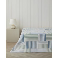 English Home Aqualis Tek Kişilik Pike 150X220 cm Mavi Pamuklu Desenli