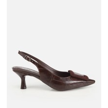 Hotiç 01AYH320780A480 KADIN Kahverengi Arkası Açık Toka Detaylı Kısa Topuklu Stiletto