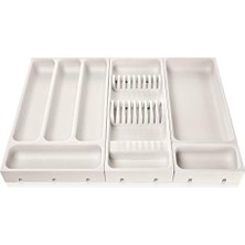 Vuralsin38 Flexispace 899430 Mutfak Gereçleri Için Çekmece Düzenleyici, Plastik, Beyaz, 37 x 22 x 4,5 cm