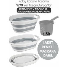 Empressco Ponçik Store Banyo Su Kovası Katlanabilir Beyaz-Gri- Maşrapa Renkli -2