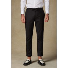Abbate Soft Dokuma Pamuk Karışımlı Tailored Fit Siyah Erkek Düz Pantolon