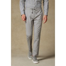 Abbate Soft Dokuma Pamuk Karışımlı Tailored Fit Gri Erkek Düz Pantolon