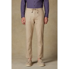 Abbate Soft Dokuma Pamuk Karışımlı Tailored Fit Krem Erkek Düz Pantolon
