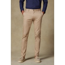 Abbate Chino Twill Pamuk Karışımlı Regular Fit Bej Erkek Düz Pantolon