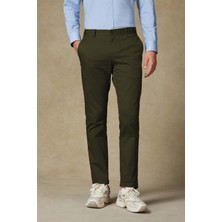 Abbate Chino Twill Pamuk Karışımlı Regular Fit Haki Erkek Düz Pantolon