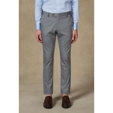 Abbate Summer Dokuma Liyosel Karışımlı Modern Fit Gri Erkek Düz Pantolon