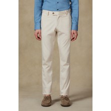 Abbate Summer Dokuma Liyosel Karışımlı Modern Fit Ekru Erkek Düz Pantolon
