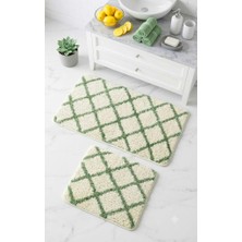 Eurobano Royal Iskandinav 2'li Lateks Kaymaz Taban Banyo Paspası Seti 80X50 cm Makinede Yıkanabilir Paspas