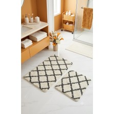 Eurobano Royal Iskandinav 2'li Lateks Kaymaz Taban Banyo Paspası Seti 80X50 cm Makinede Yıkanabilir Paspas