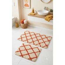 Eurobano Royal Iskandinav 2'li Lateks Kaymaz Taban Banyo Paspası Seti 80X50 cm Makinede Yıkanabilir Paspas