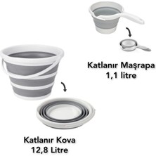 Empressco Yogh Katlanır Katlanabilen Kova 12,8 Litre Katlanır Maşrapa (Koçero) Gri 2