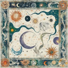 Pure Paris Çok Renkli Kadın Fular Celestial Myths