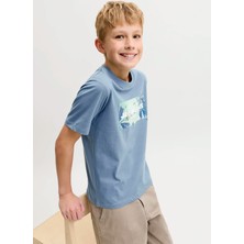 Jack & Jones Mavi Erkek Çocuk Baskılı T-Shirt 12289947