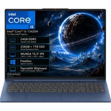 Lenovo Ideapad Slim 3 15IRH10 83K10062TR-10 Intel Core I5-13420H 24GB Ddr5 256GB+1TB SSD Wuxga 15.3" IPS 60Hz Freedos Taşınabilir Bilgisayar