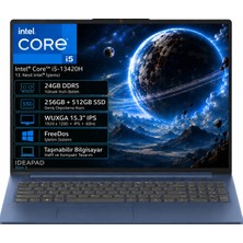 Lenovo Ideapad Slim 3 15IRH10 83K10062TR-09 Intel Core I5-13420H 24GB Ddr5 256GB+512GB SSD Wuxga 15.3" IPS 60Hz Freedos Taşınabilir Bilgisayar