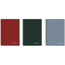  faber-castell defter spiralli plastik kapak koyu renkler 80 yaprak kareli (3 lü paket) 5075000518000
