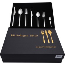 KB Solingen 84 Parça Çatal Kaşık Bıçak Seti Paslanmaz Çelik 12 Kişilik Şık Tasarım