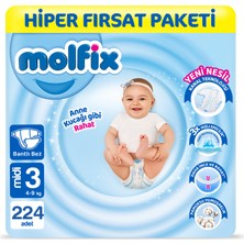 Molfix Kanal Teknolojisi Hiper Fırsat Paketi 3 Beden Midi 224 Adet