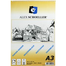Alex Schoeller A3 Spiralli Eskiz Blok 90 Gr 60 Yaprak Asitsiz Model Alx-822