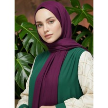 Ang-Scarf 75 x 185 Mor Renk Piliseli Bambu Şal - Ağırlık Yapmaz - Ütü İstemez - Dört Mevsim Kullanıma Uygun - Kayma Yapmaz